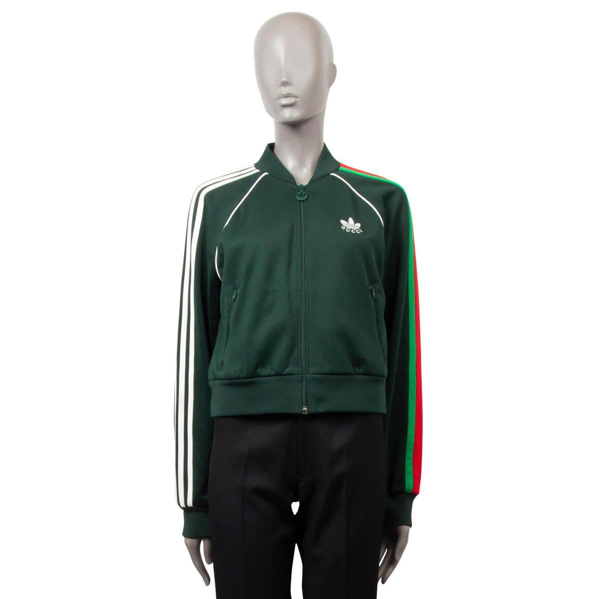 GUCCI X ADIDAS forest green 2022 STRIPED BOMBER Jacket M In Excellent Condition In Zürich, CH
