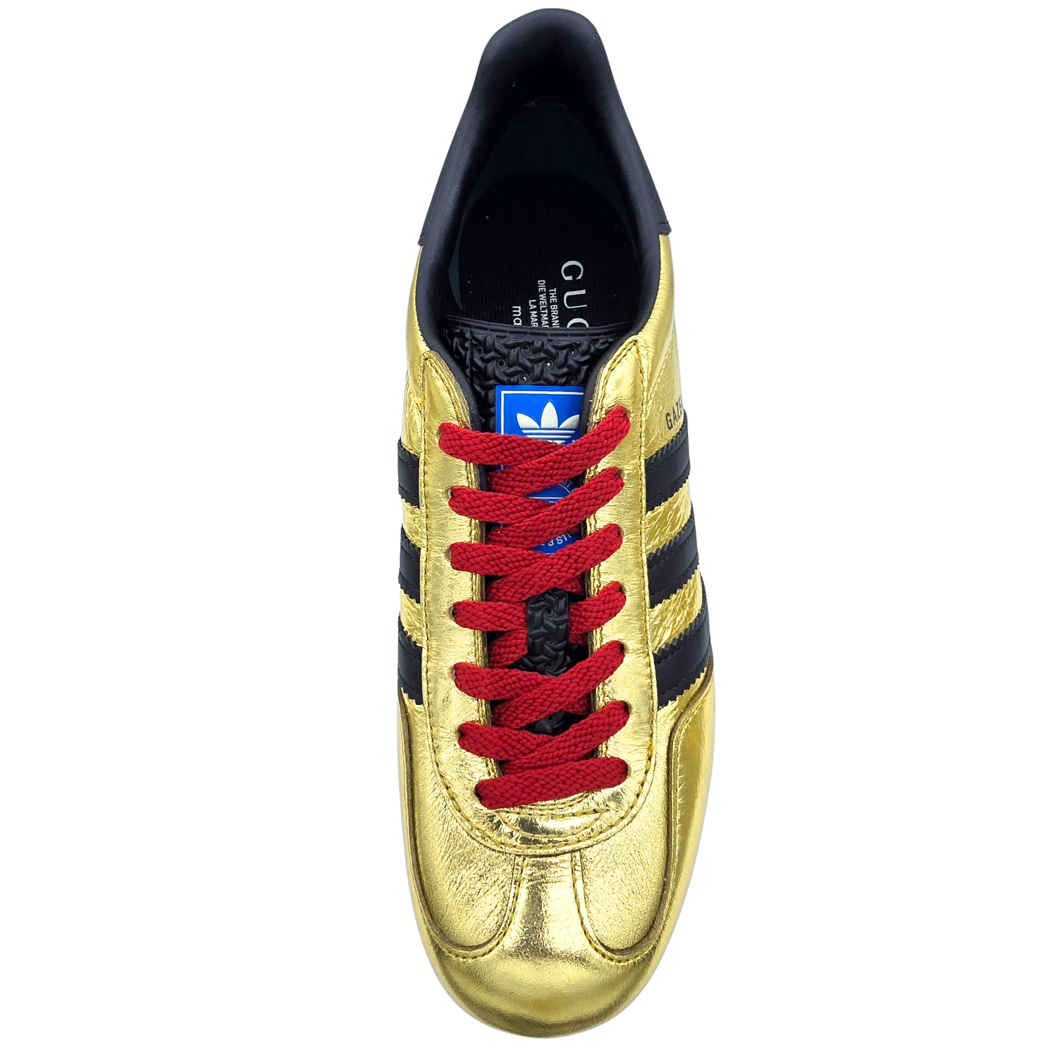 Women's or Men's Gucci  X ADIDAS Ginza  Gold Calfskin Demetra Gazelle Wedge Sneakers UK 5  US 6 For Sale