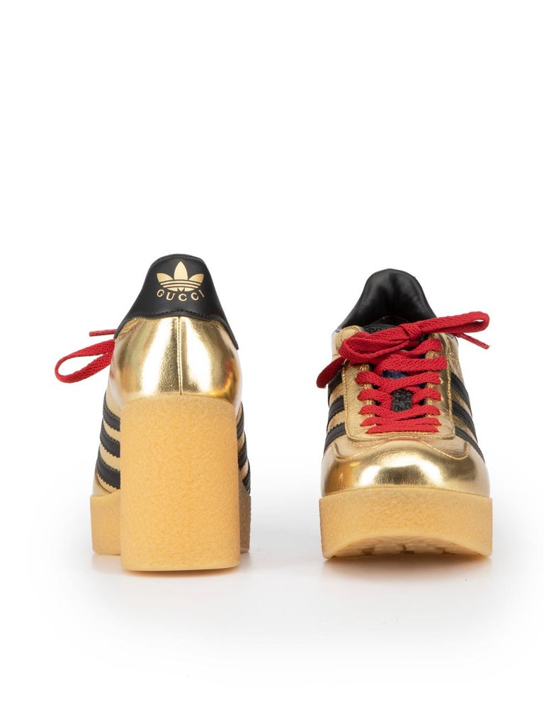 adidas gazelle silver green womens Gucci X ADIDAS Ginza Calfskin Demetra Gazelle Wedge Sneakers 39.5 King Gold  Black 1839087 – FASHIONPHILE main image 1