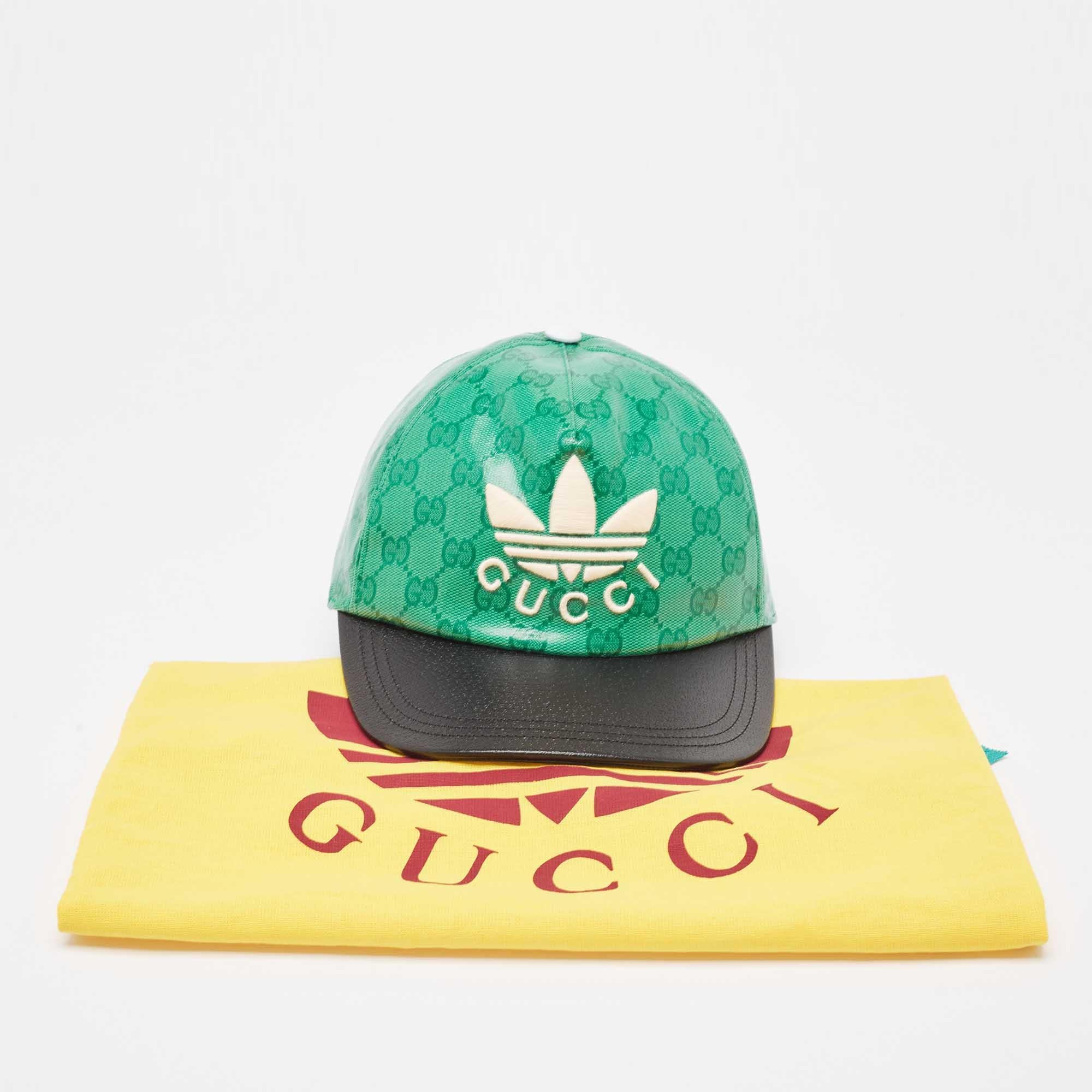 Gucci X Adidas Green GG Supreme cape de baseball en toile enduite S 1