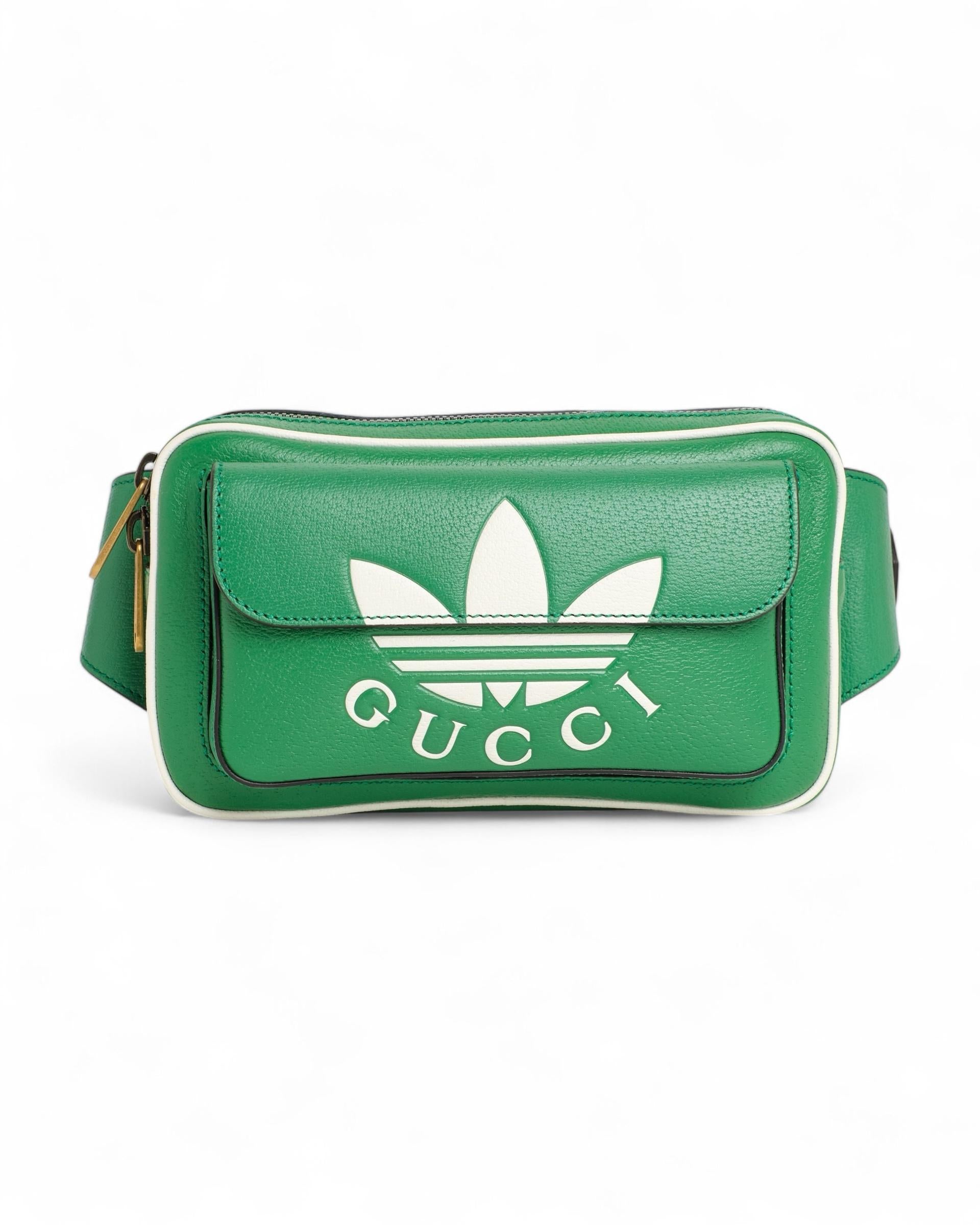Gucci X Adidas Trefoil Logo Messenger Bag Grün im Angebot 11