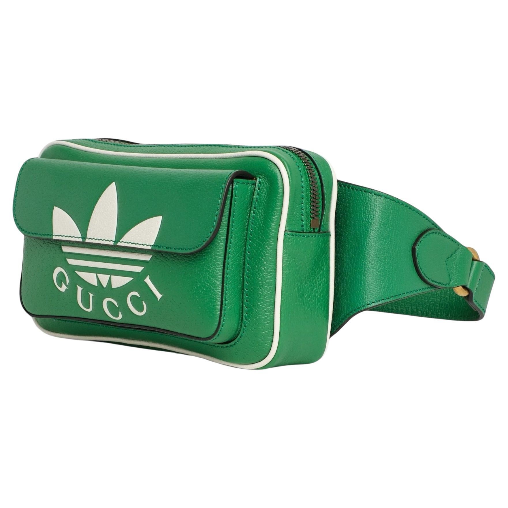 Gucci X Adidas Trefoil Logo Messenger Bag Grün im Angebot