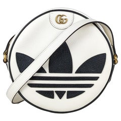 Gucci X Adidas Ophidia Round Leather Shoulder Bag White Black