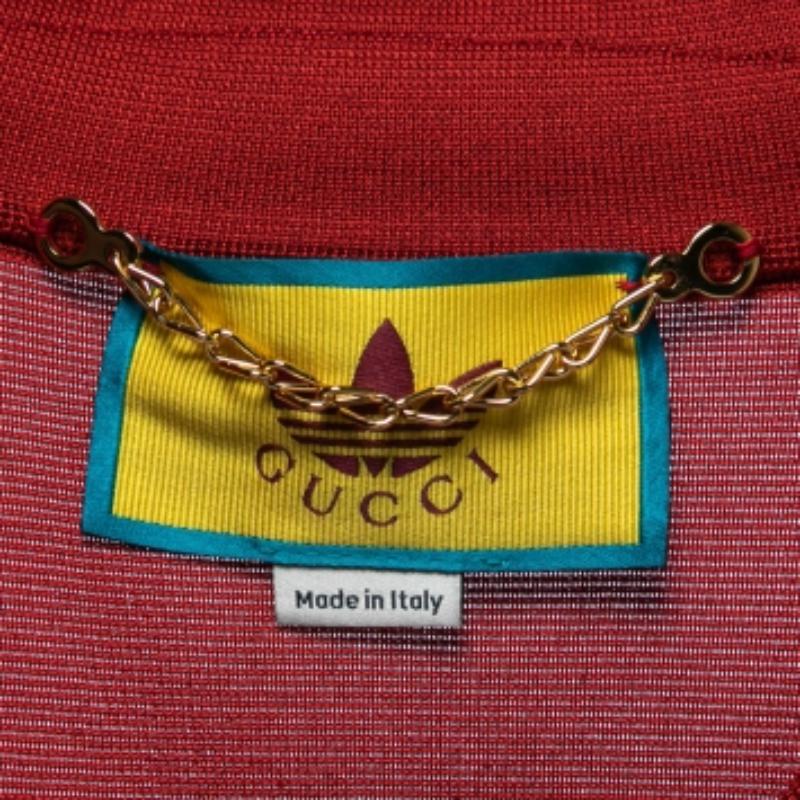 Gucci X Adidas Red GG Monogram Knit Short-Sleeve Shirt M 1