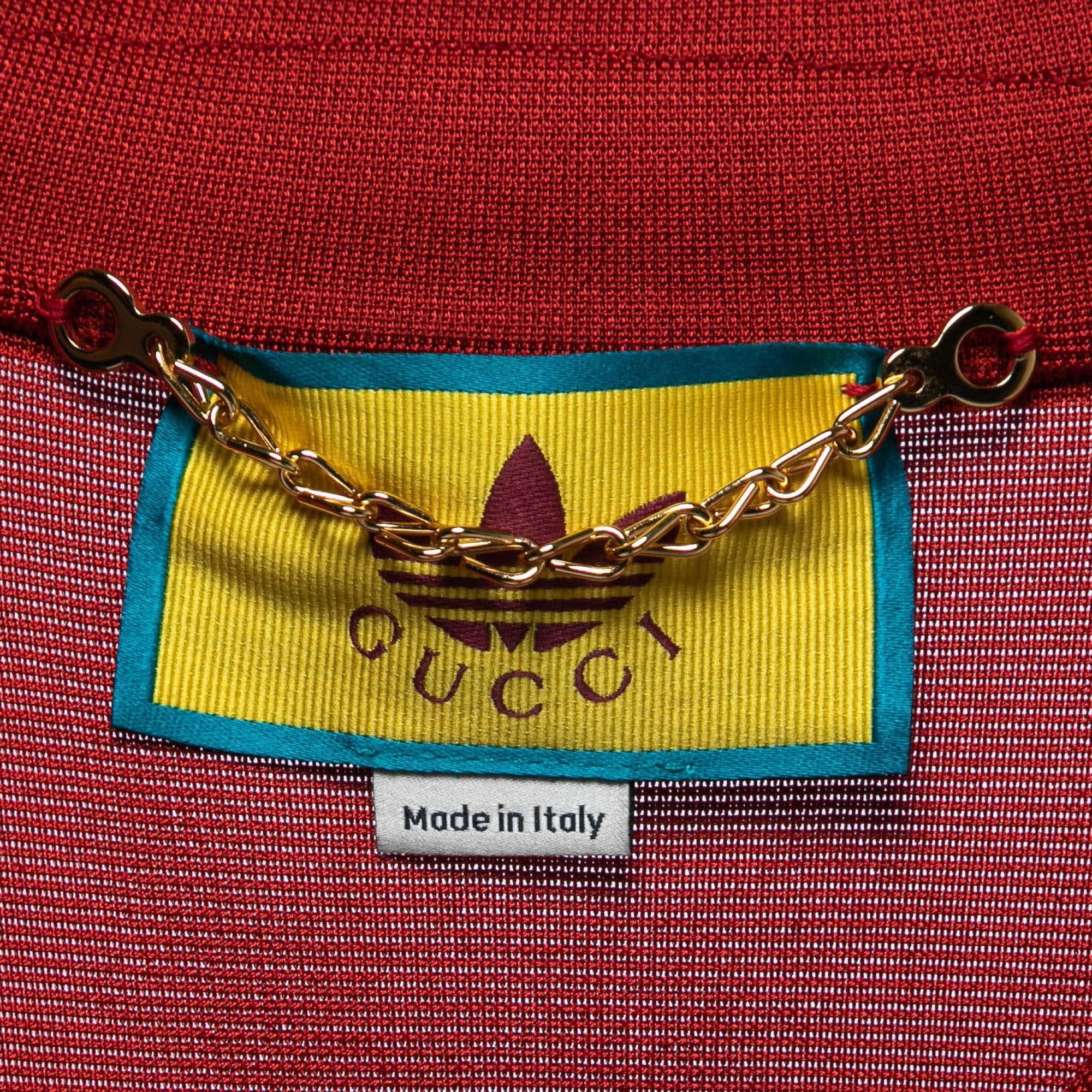 Gucci X Adidas Red GG Monogram Knit Short-Sleeve Shirt M 1