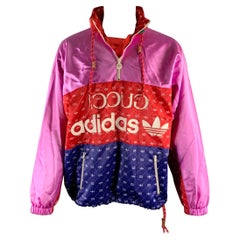 GUCCI X ADIDAS Size 38 Multi-Color Monogram Acetate Anorak Jacket
