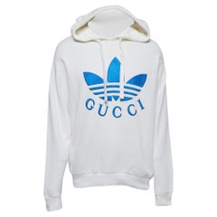 Gucci x Adidas White Logo Embroidered Cotton Hoodie S