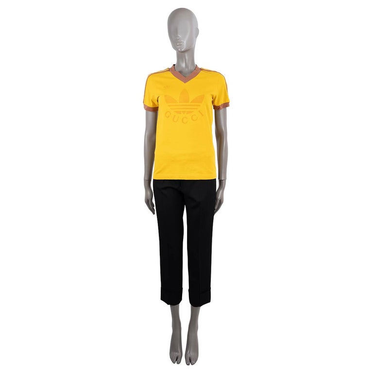 GUCCI x ADIDAS yellow cotton 2022 LOGO V-NECK T-Shirt Shirt S For 