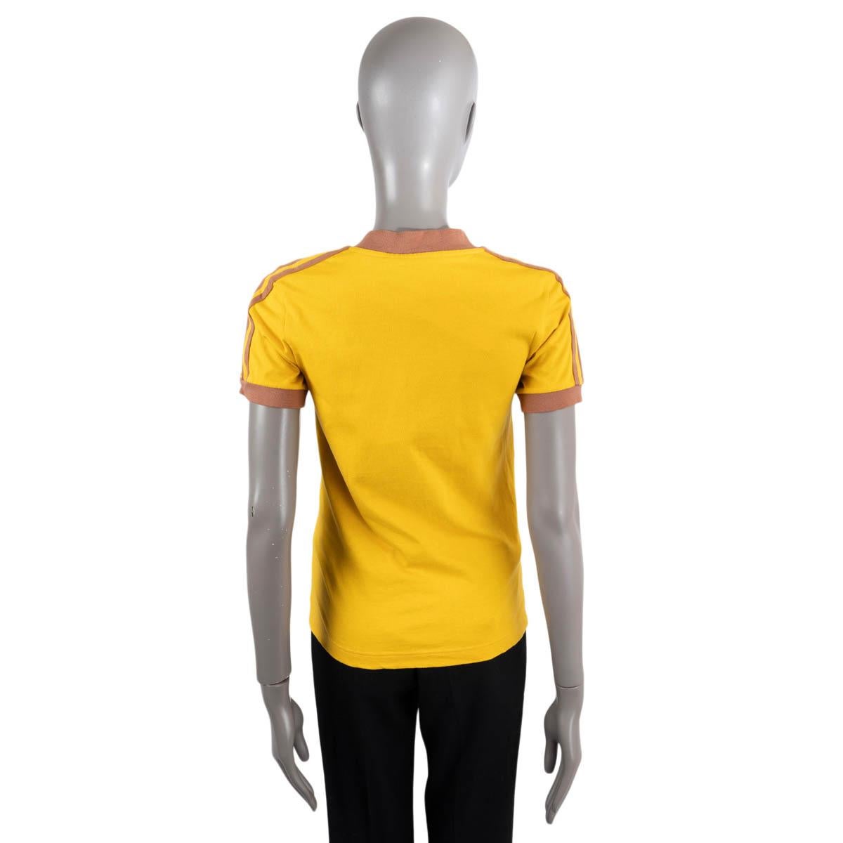 Women's GUCCI x ADIDAS yellow cotton 2022 LOGO V-NECK T-Shirt Shirt S For Sale