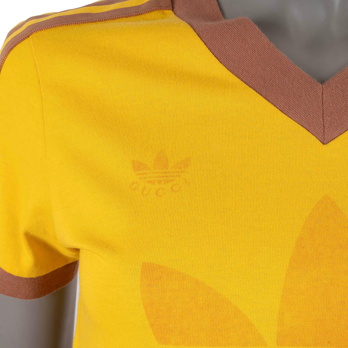 GUCCI x ADIDAS yellow cotton 2022 LOGO V-NECK T-Shirt Shirt S For Sale 1