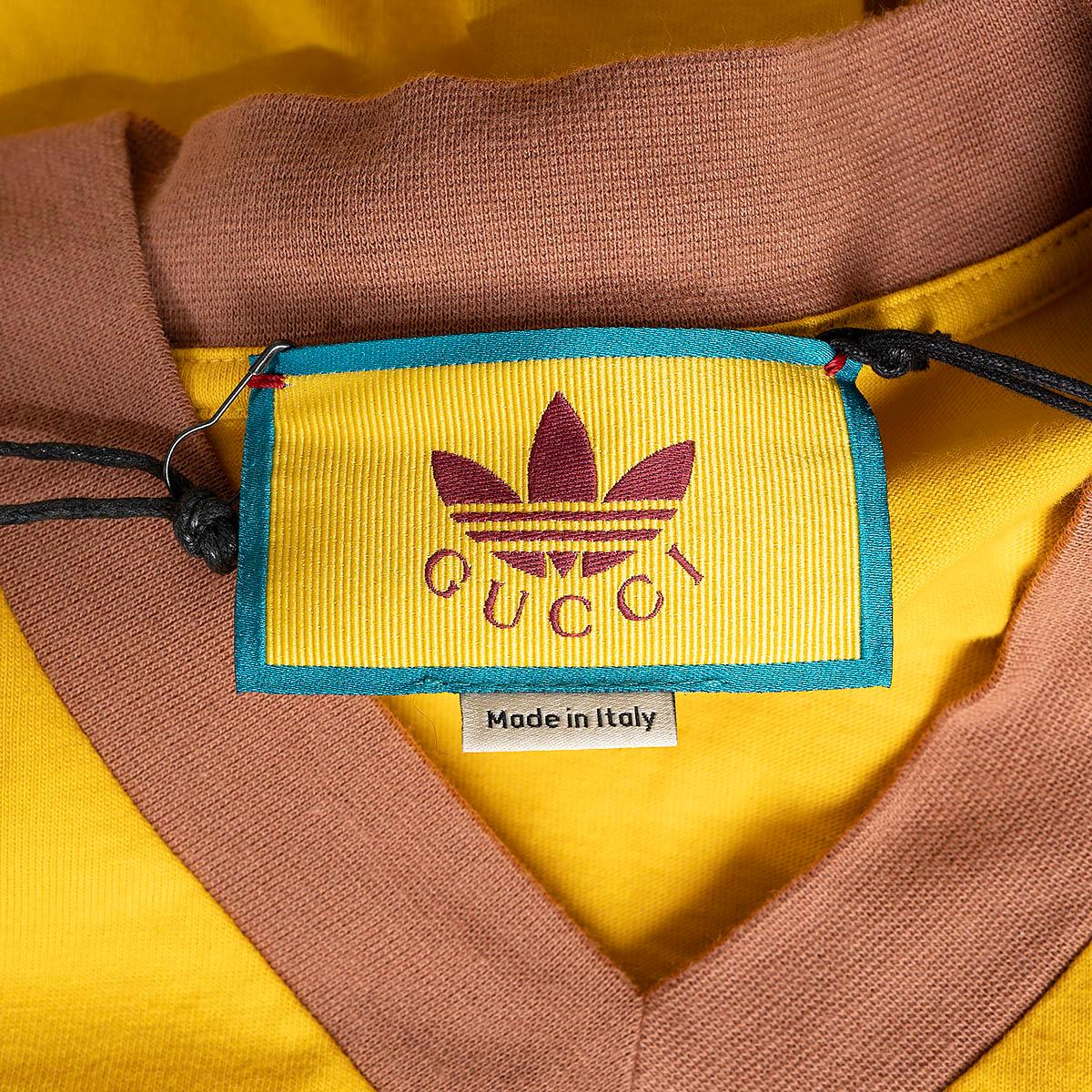 GUCCI x ADIDAS yellow cotton 2022 LOGO V-NECK T-Shirt Shirt S For Sale 2