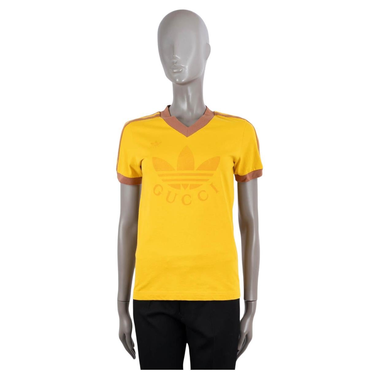 GUCCI x ADIDAS Gelbes Baumwollhemd 2022 LOGO V-NECK T-Shirt Shirt S im Angebot