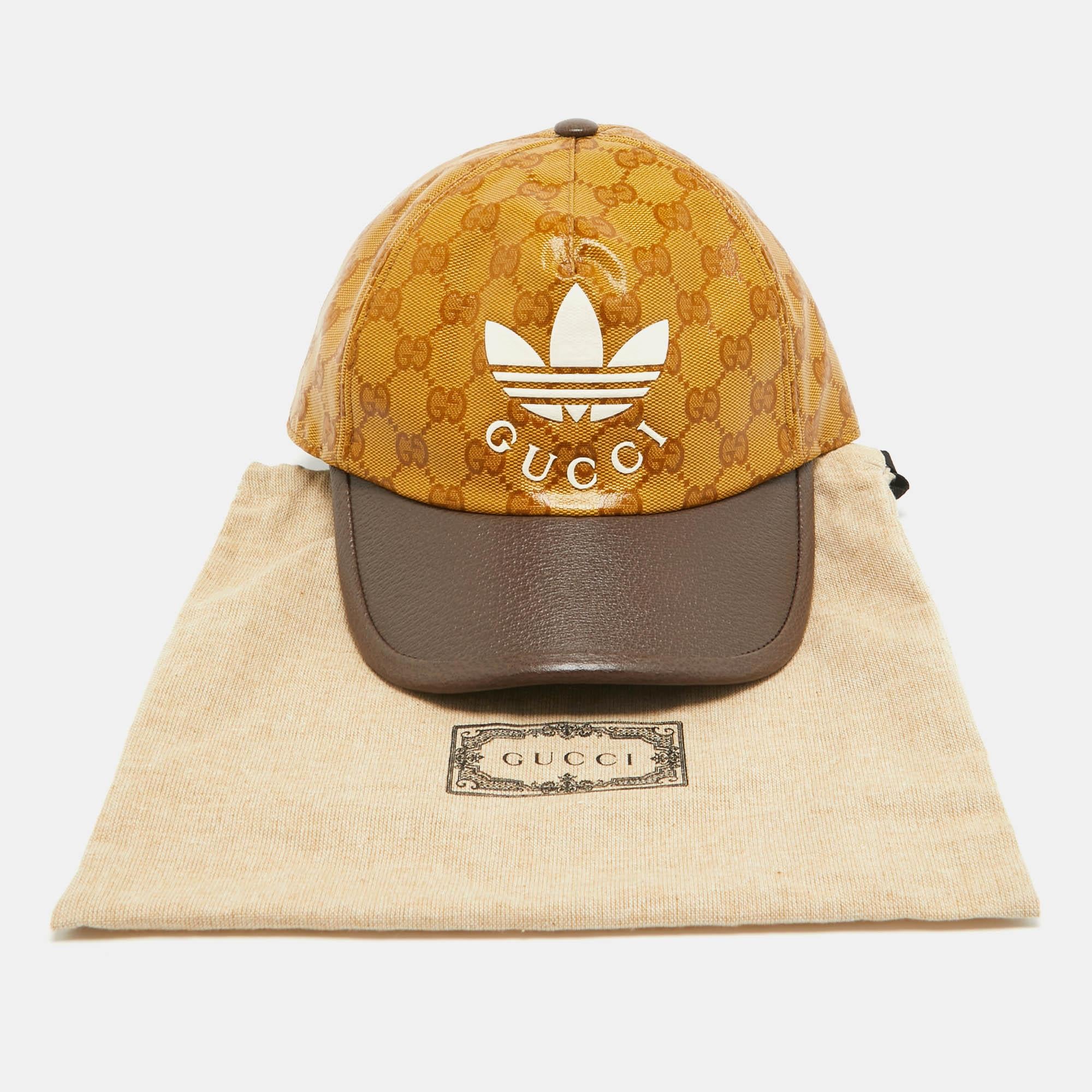 Gucci X Adidas Yellow GG Coated Canvas Baseball Cap XS 4