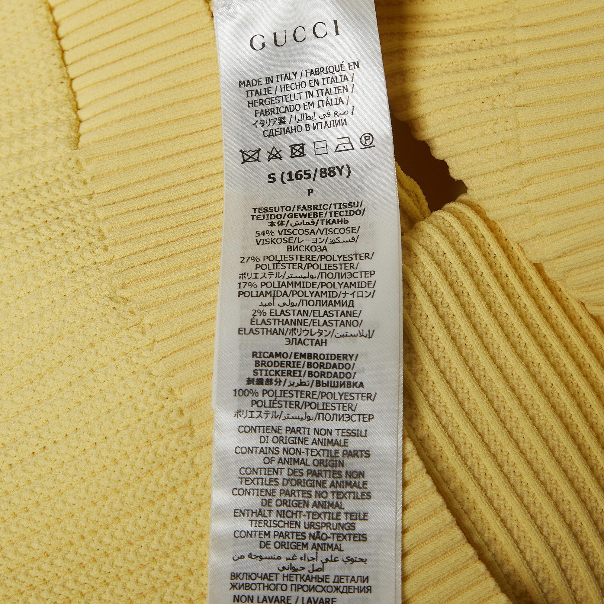 Gucci X Adidas Yellow Rib Knit Buttoned Crop Cardigan S 1