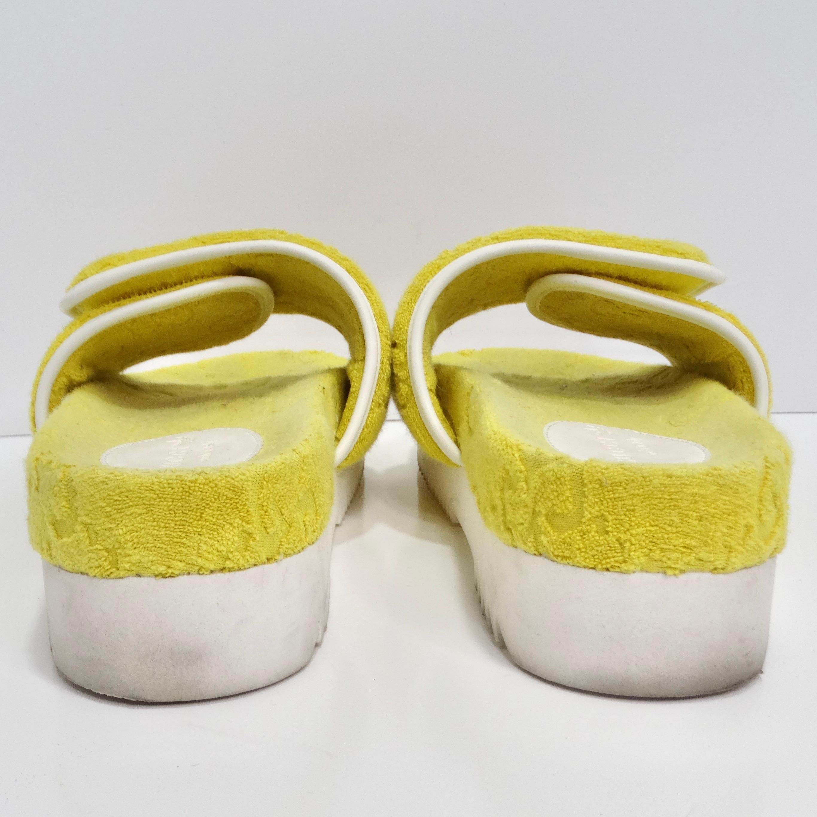 Gucci X Adidas Yellow Terry Cloth GG Monogram Platform Sandals  For Sale 2