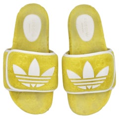 Used Gucci X Adidas Yellow Terry Cloth GG Monogram Platform Sandals 