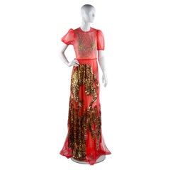 Gucci x Allesandro Michele, Tiger Embroidered Red Tulle Gown, Spring-Summer 2017