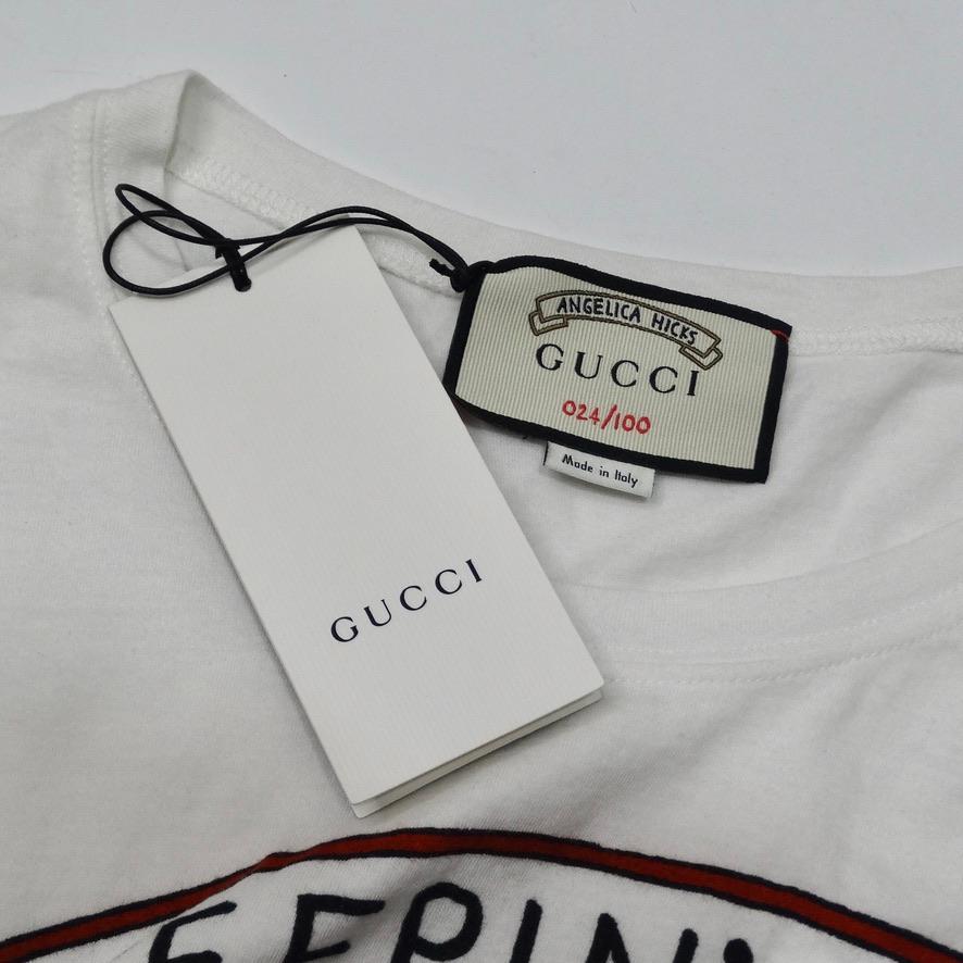 Gucci X Angela Hicks Limited Edition White Cotton 'Keepin It Real' T Shirt + Tin For Sale 2