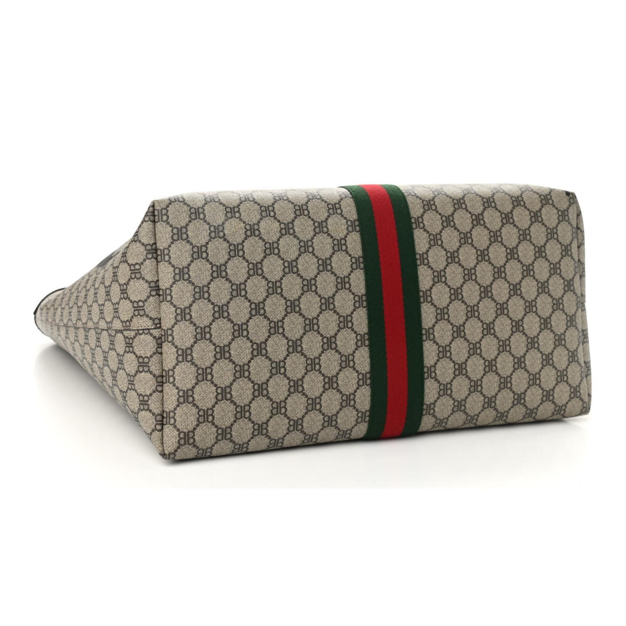 Gucci X Balenciaga BB Supreme Monogramm Web Ophidia Große Graffiti Tote (2021) (Grau)