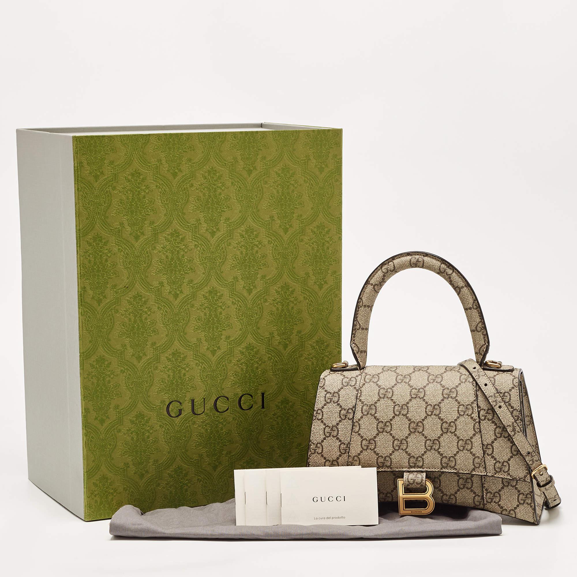 Gucci x Balenciaga Beige/Brown GG Supreme Canvas Hourglass Top Handle Bag 8