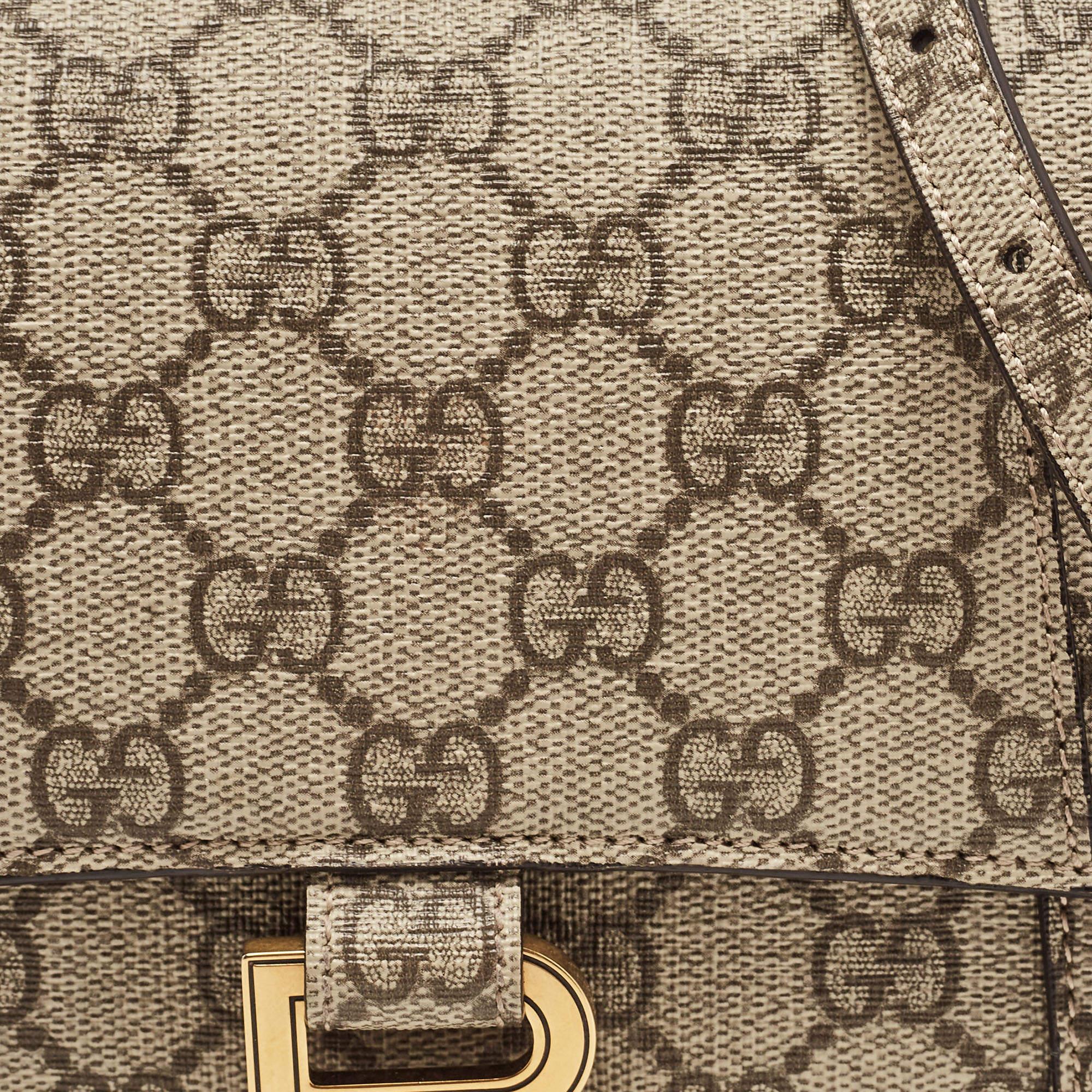Gucci x Balenciaga Beige/Brown GG Supreme Canvas Hourglass Top Handle Bag In Excellent Condition In Dubai, Al Qouz 2