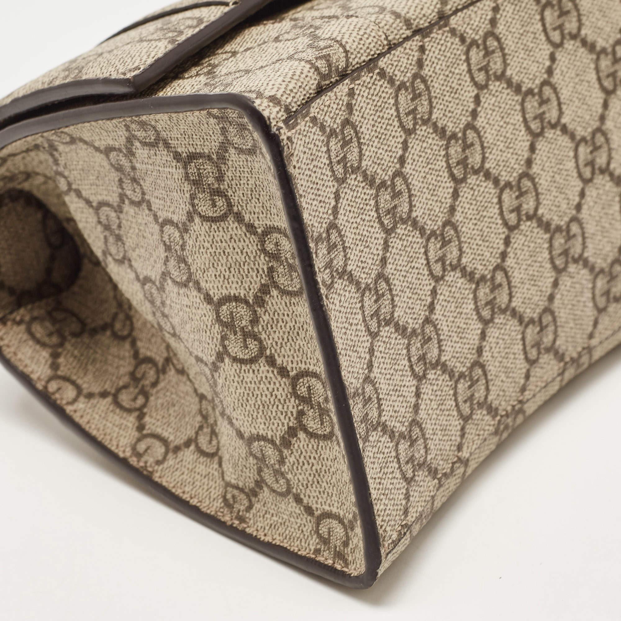  Gucci x Balenciaga - Sac à poignée sablier en toile beige/marron GG Supreme Pour femmes 