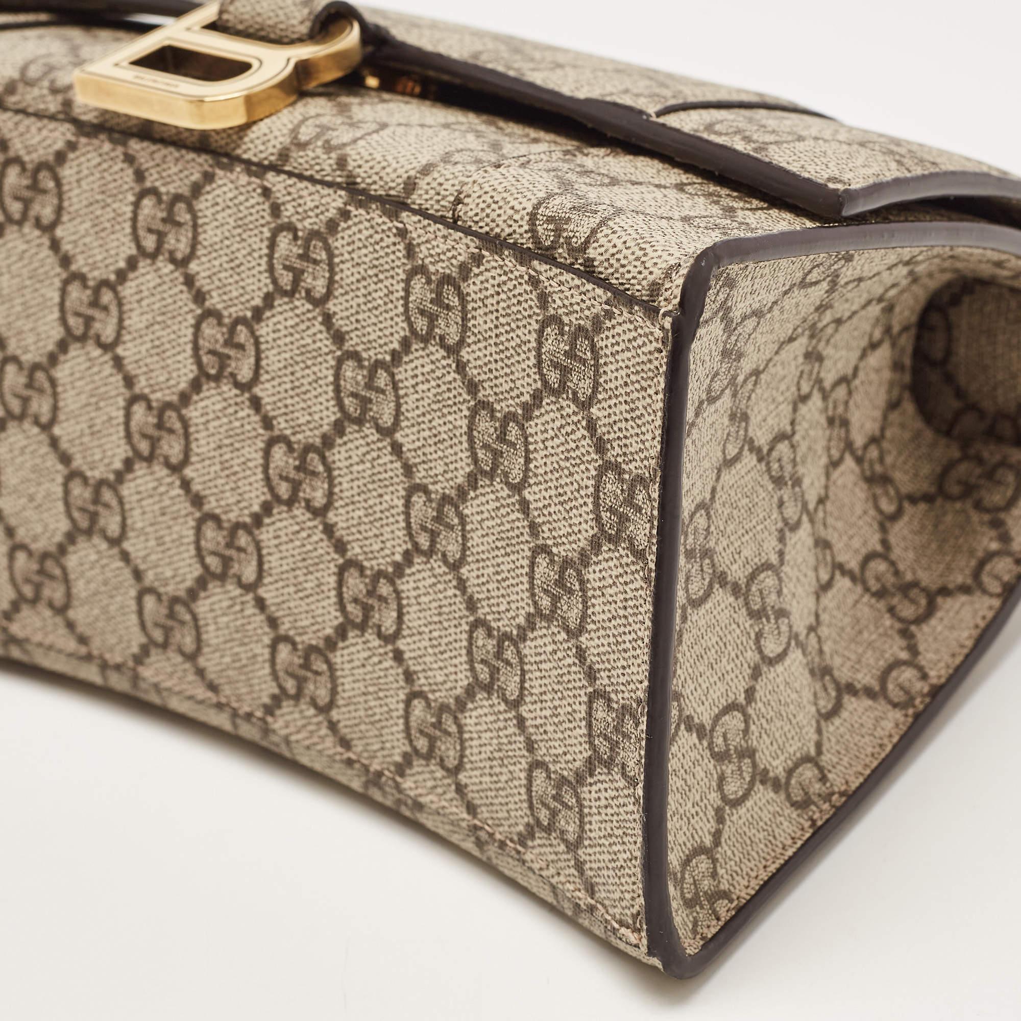 Gucci x Balenciaga Beige/Brown GG Supreme Canvas Hourglass Top Handle Bag 3