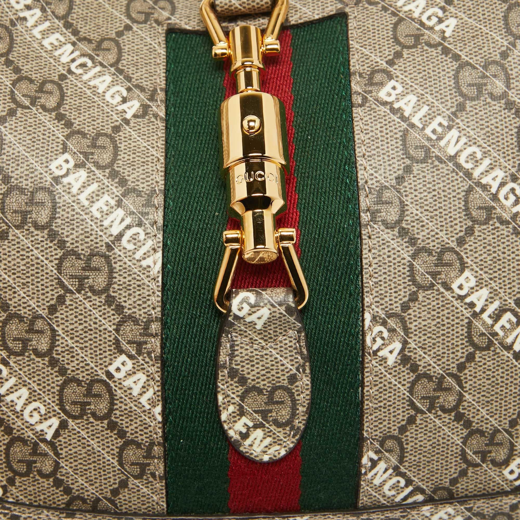 Women's Gucci x Balenciaga Beige/Brown GG Supreme Canvas Small Jackie 1961 Hobo