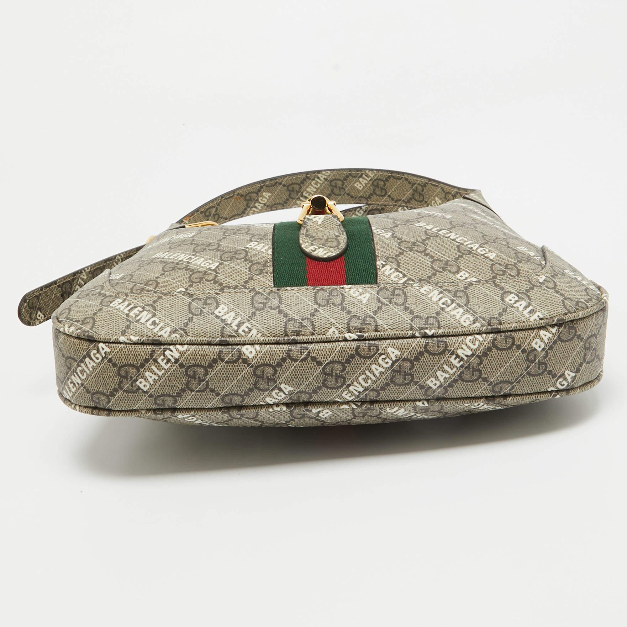 Gucci x Balenciaga Beige/Brown GG Supreme Canvas Small Jackie 1961 Hobo 1