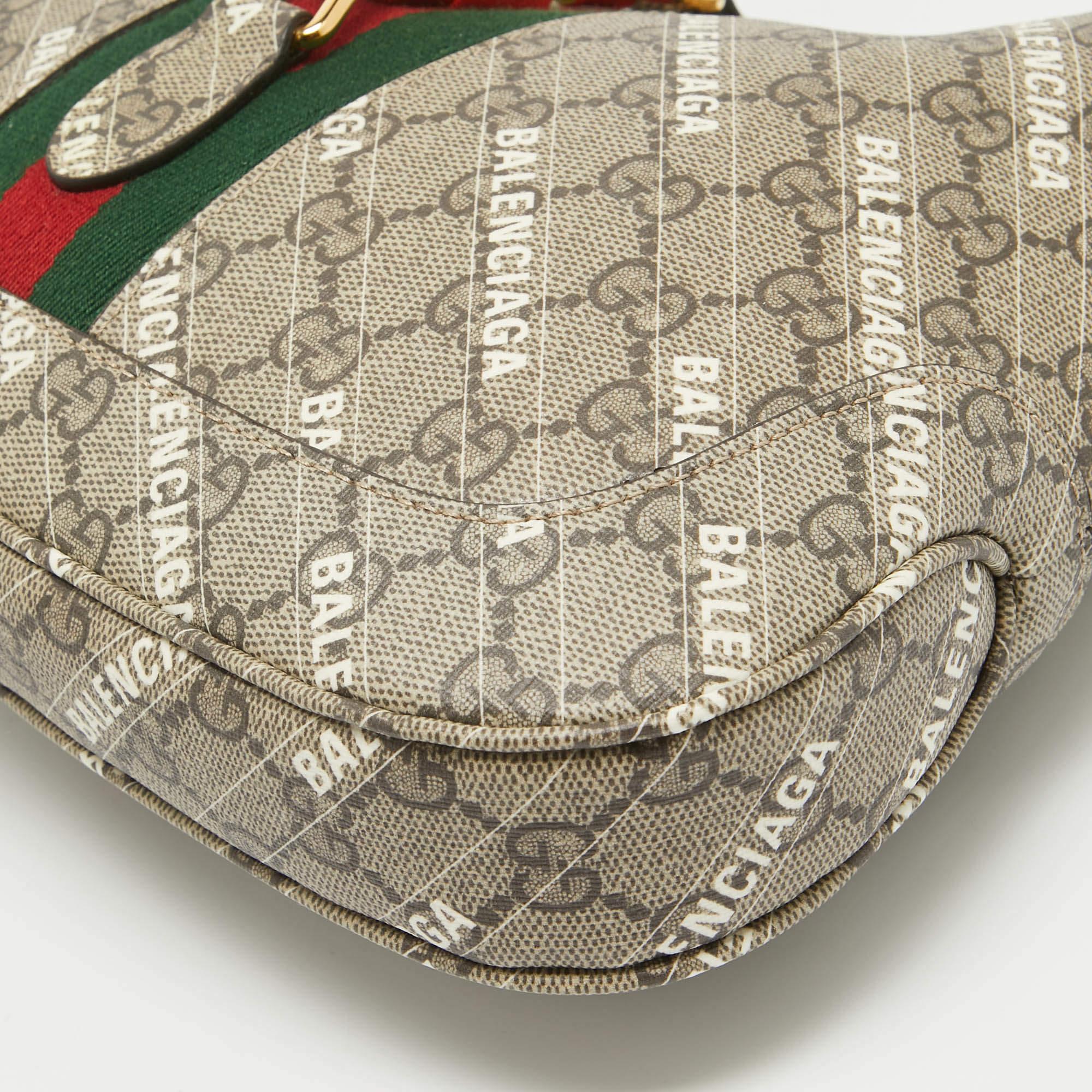 Gucci x Balenciaga Beige/Brown GG Supreme Canvas Small Jackie 1961 Hobo 4