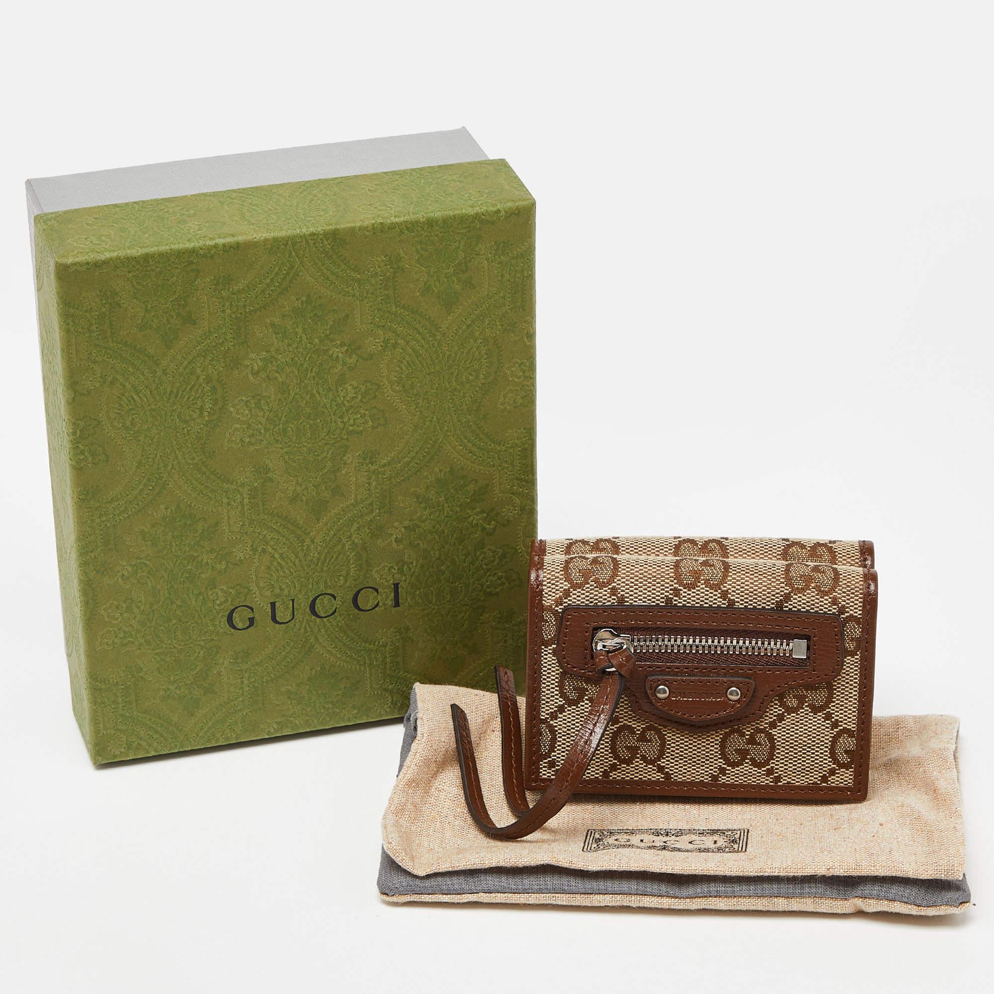 Gucci x Balenciaga Beige GG Canvas und Leder Trifold Wallet 8