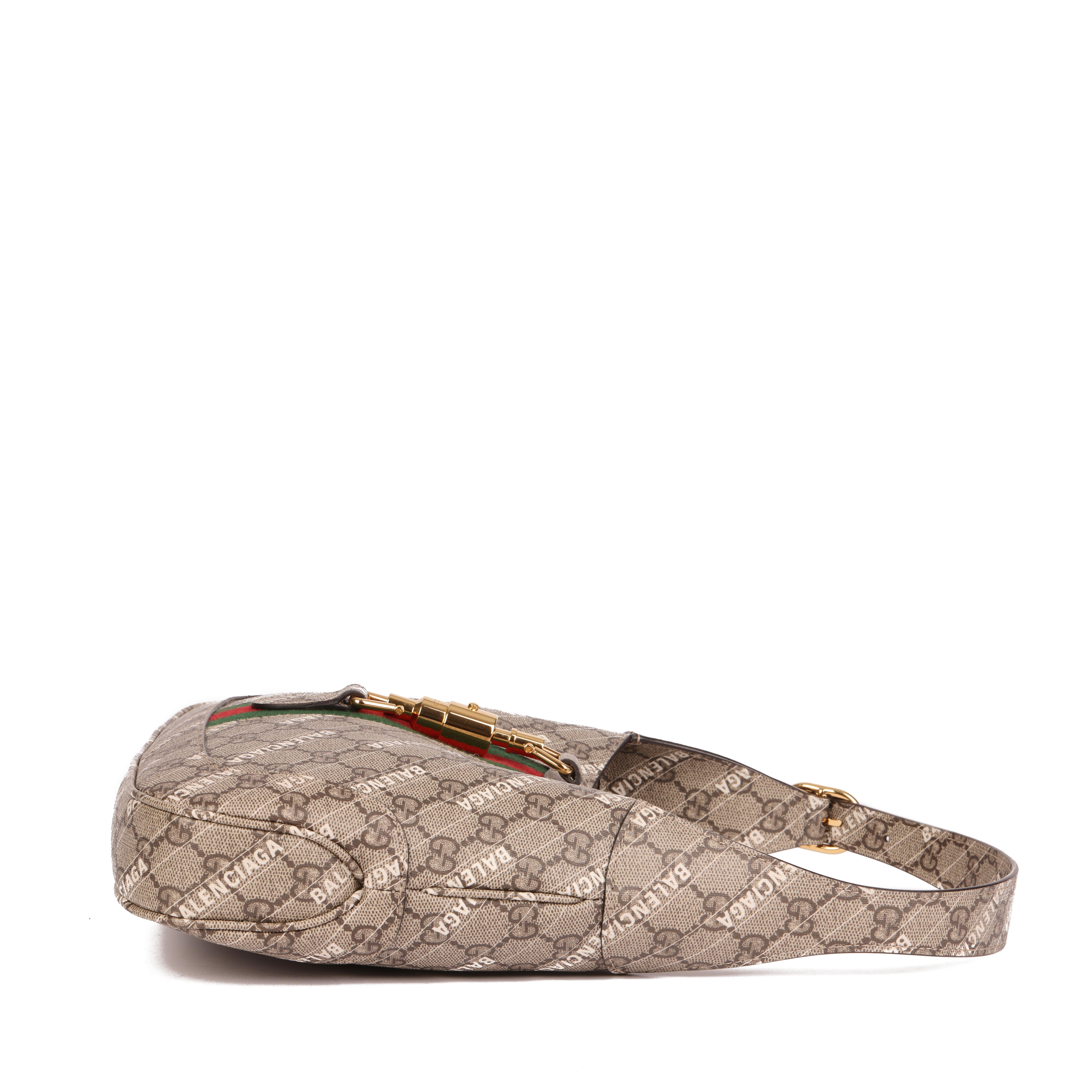 Women's GUCCI x Balenciaga Beige GG Supreme Canvas The Hacker Project Web 1961 Jackie