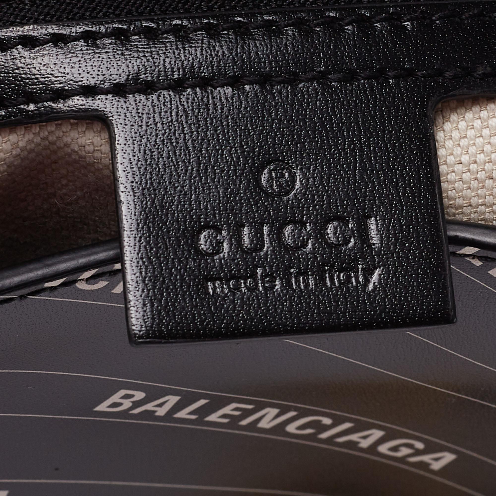 Gucci x Balenciaga Black Logo Leather The Hacker Project Jackie Hobo 6