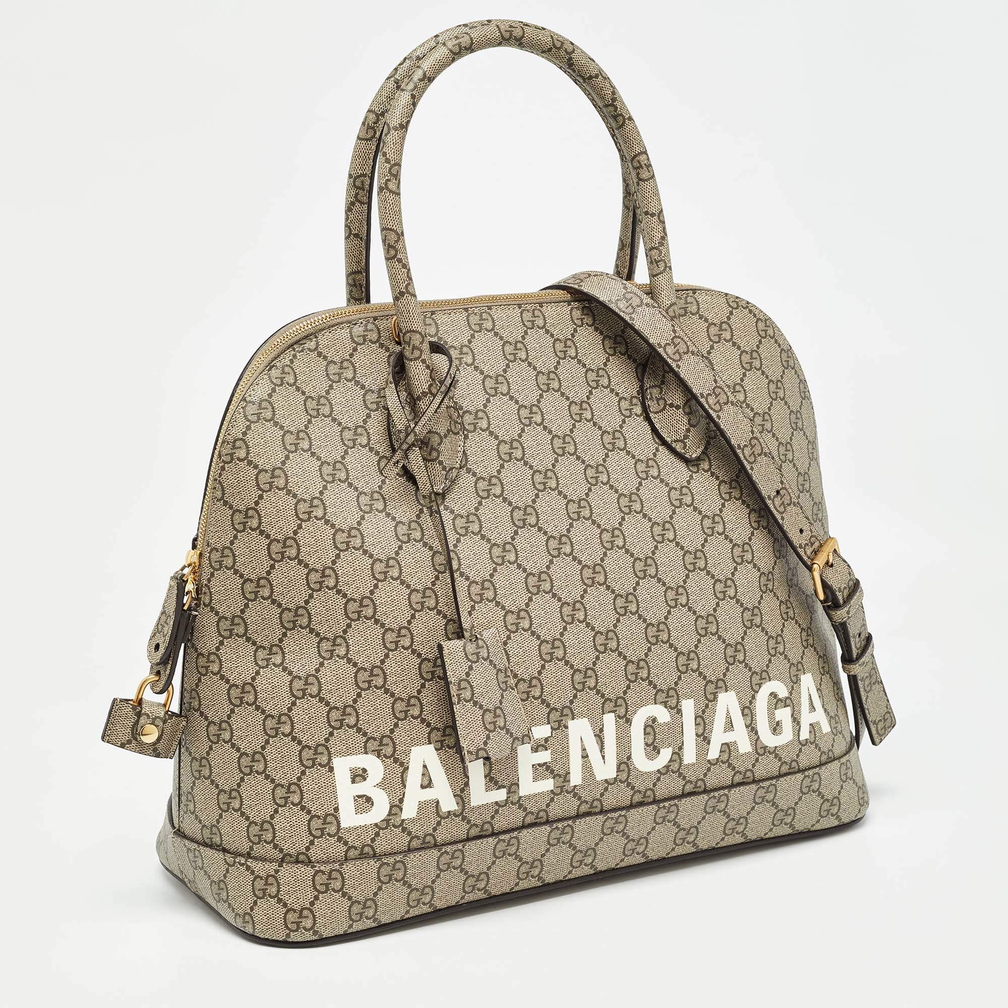 Brown Gucci x Balenciaga GG Supreme Canvas Medium The Hacker Project Ville Satchel For Sale