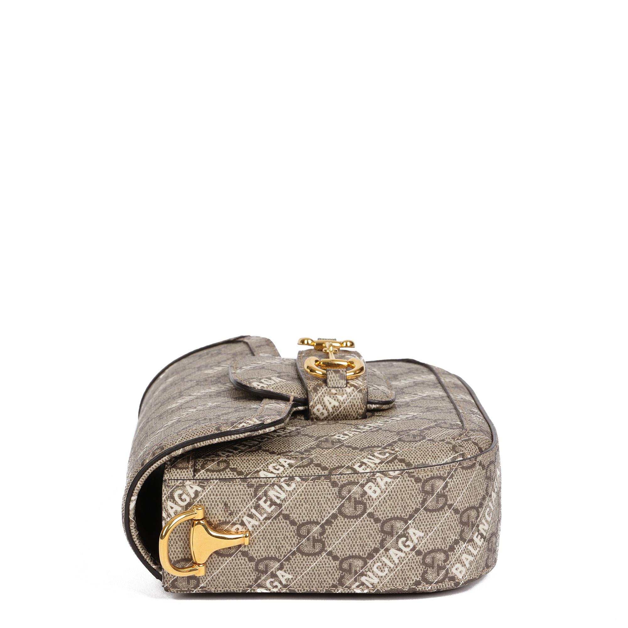 GUCCI x Balenciaga GG Supreme Canvas „The Hacker Project“ Web Mini-Pferdefäß 1955 (Grau) im Angebot