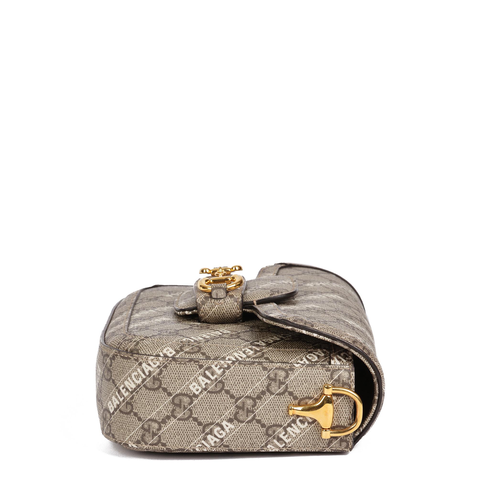 GUCCI x Balenciaga GG Supreme Canvas „The Hacker Project“ Web Mini-Pferdefäß 1955 im Zustand „Hervorragend“ im Angebot in Bishop's Stortford, Hertfordshire