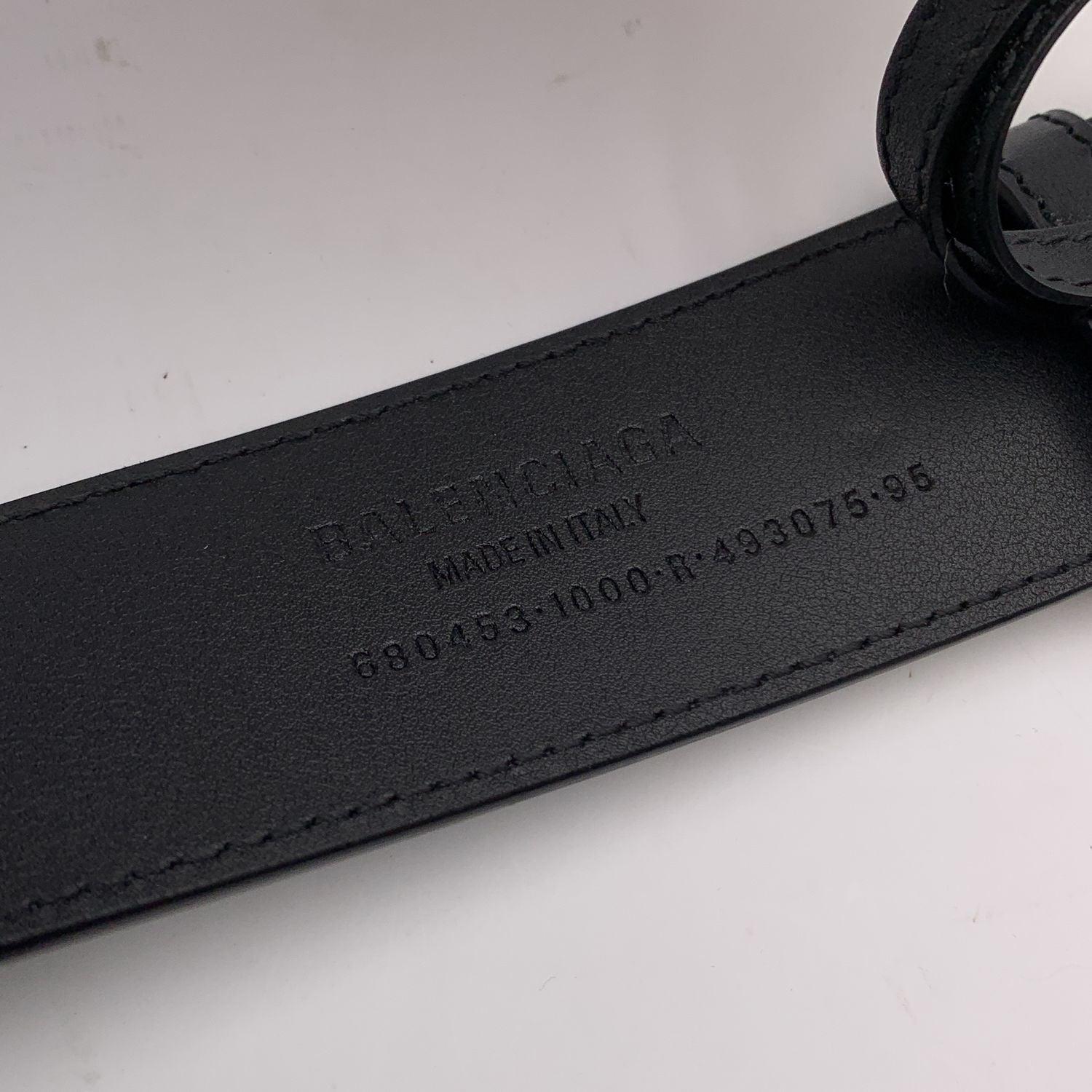 Women's Gucci x Balenciaga Hacker Project Black Leather BB Belt Size 95