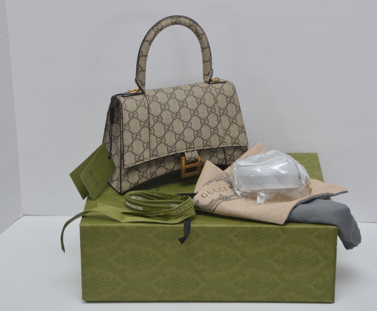 Gucci x Balenciaga The Hacker Project Small GG Supreme Hourglass Top  Handle Bag - Neutrals Handle Bags, Handbags - GBUAC20152