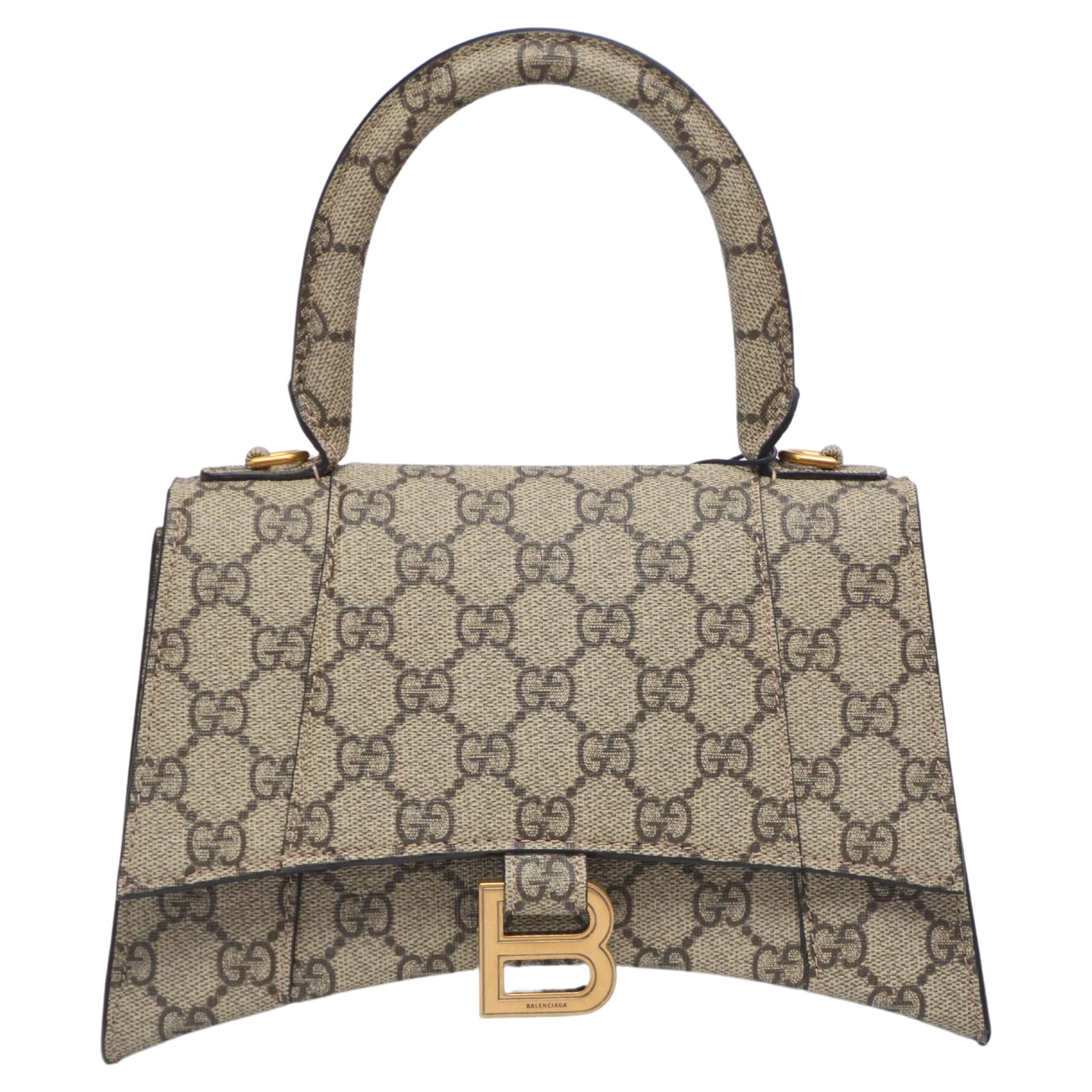 Gucci X Balenciaga Hourglass Hacker Aria Supreme Canvas GG Logo Small Bag NEW  For Sale