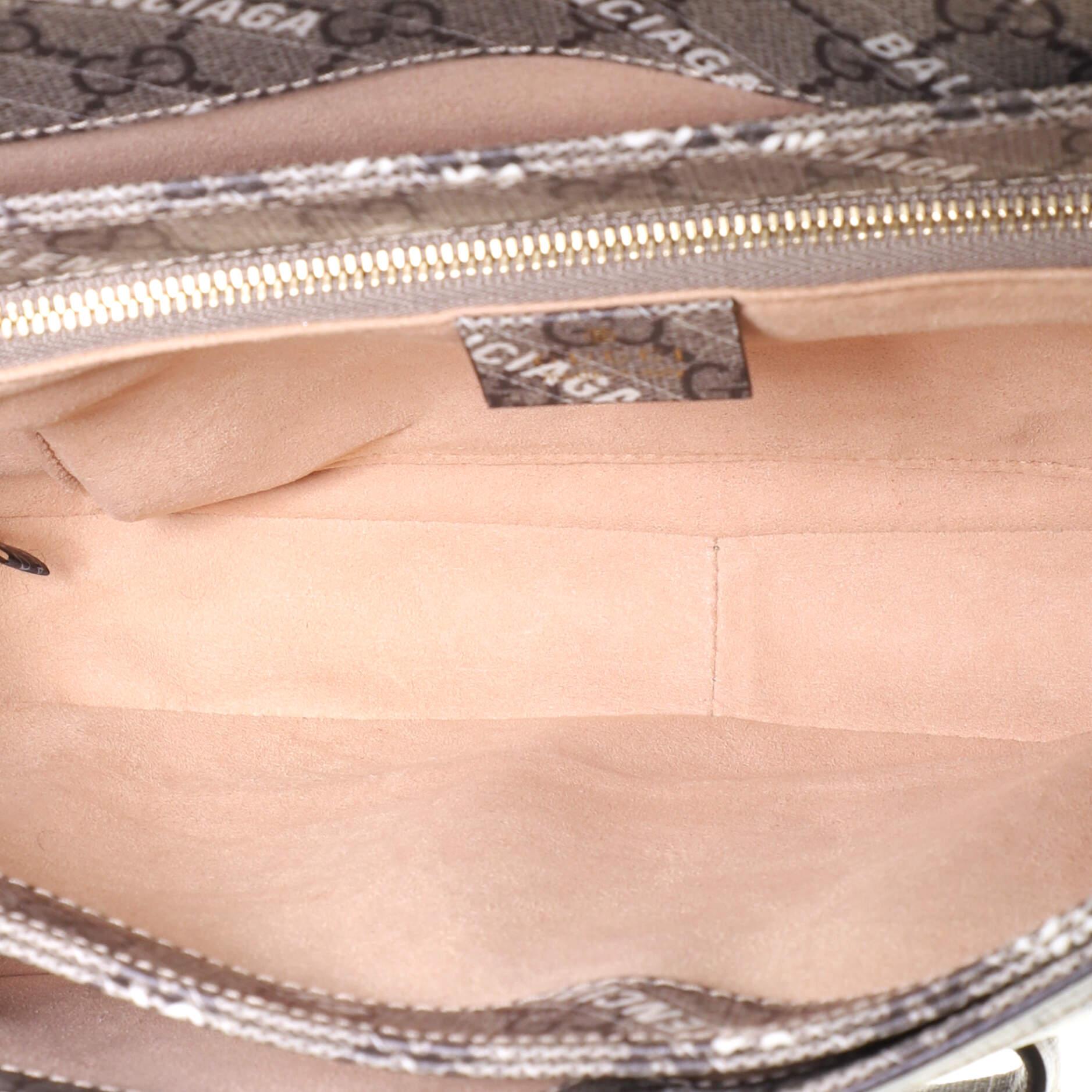 Gray Gucci x Balenciaga The Hacker Project Horsebit 1955 Shoulder Bag GG Coated