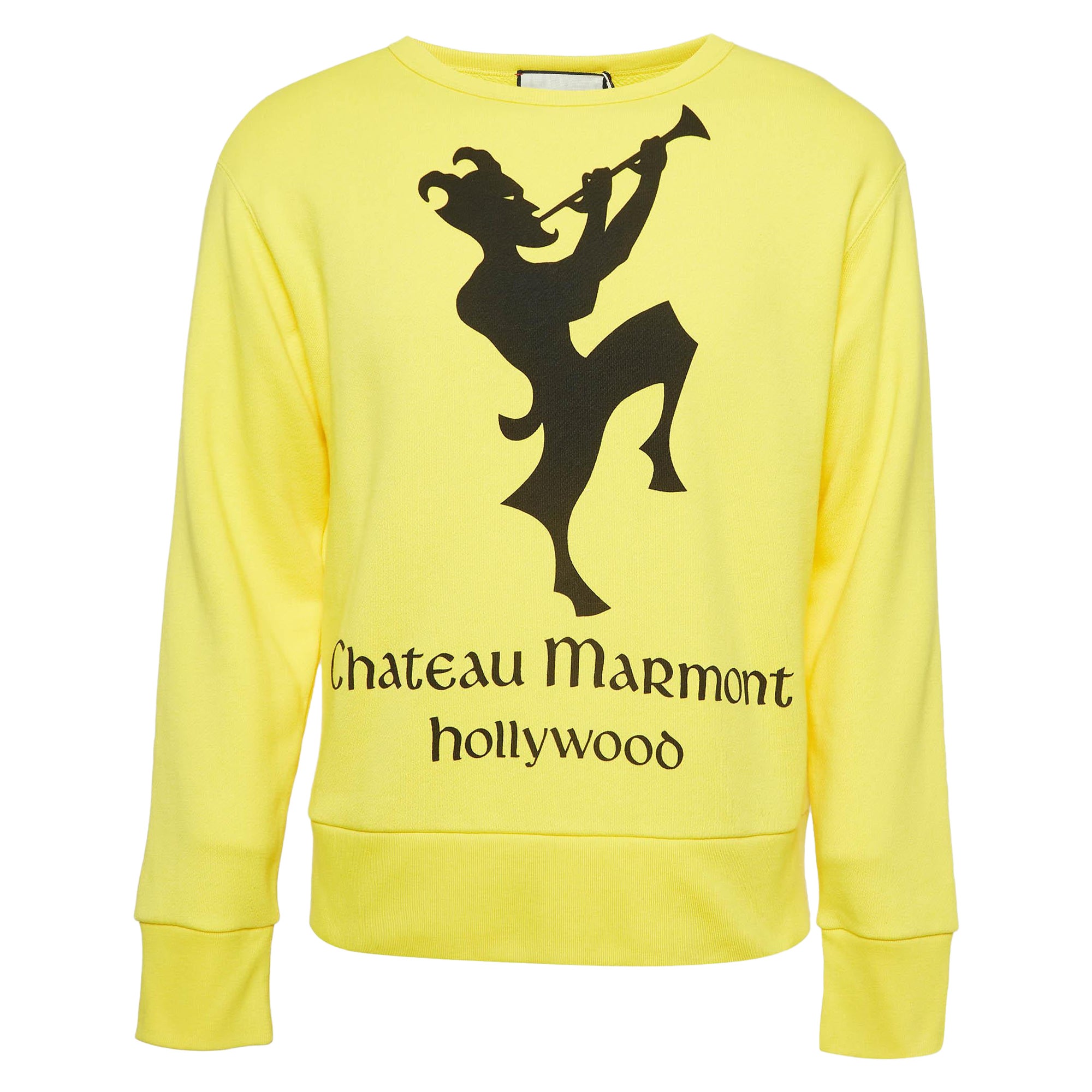 Gucci X Chateau Marmont Yellow Printed Crew Neck Sweatshirt XS