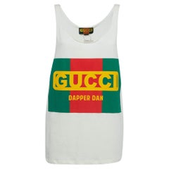 Gucci X Dan Dapper Off White Logo Printed Cotton Tank Top XS