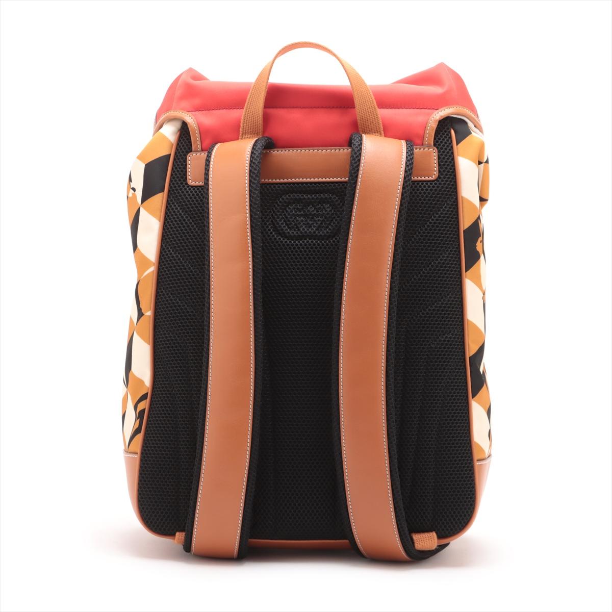 Arancia Gucci x Dans Levert Collab Zaino in nylon e pelle di coniglio rosso x marrone in vendita