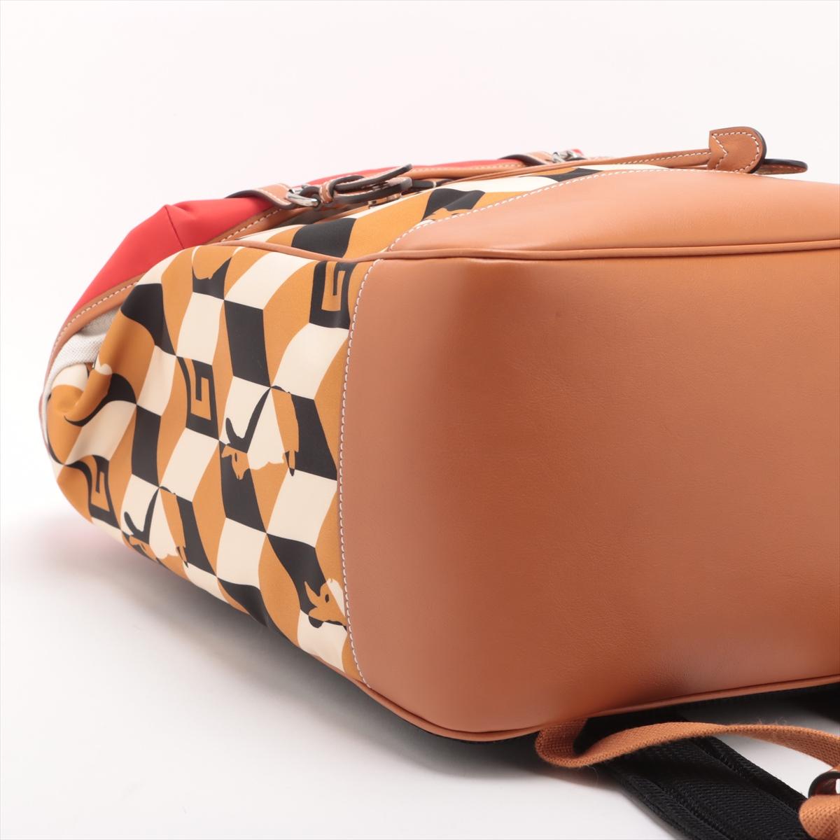 Donna Gucci x Dans Levert Collab Zaino in nylon e pelle di coniglio rosso x marrone in vendita