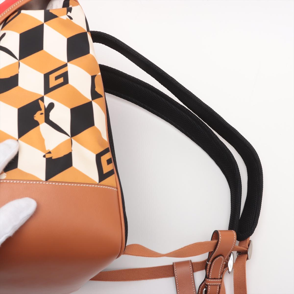 Gucci x Dans Levert Collab Zaino in nylon e pelle di coniglio rosso x marrone in vendita 2