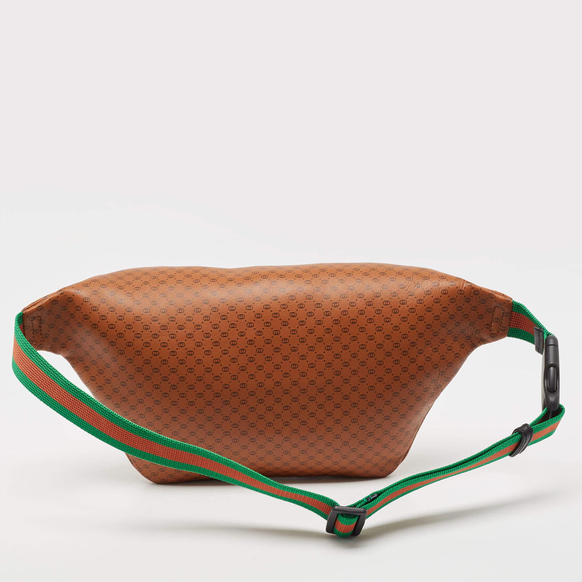 Men's Gucci X Dapper Dan Brown Micro GG Leather Logo Belt Bag