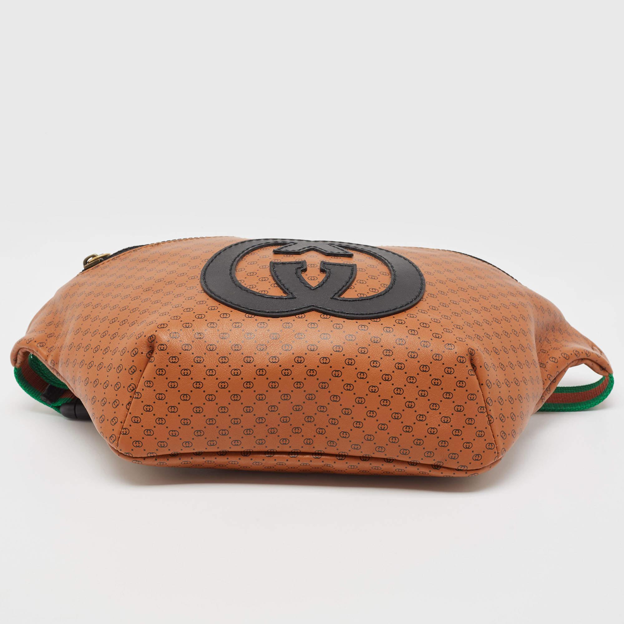 Gucci X Dapper Dan Brown Micro GG Leather Logo Belt Bag 2