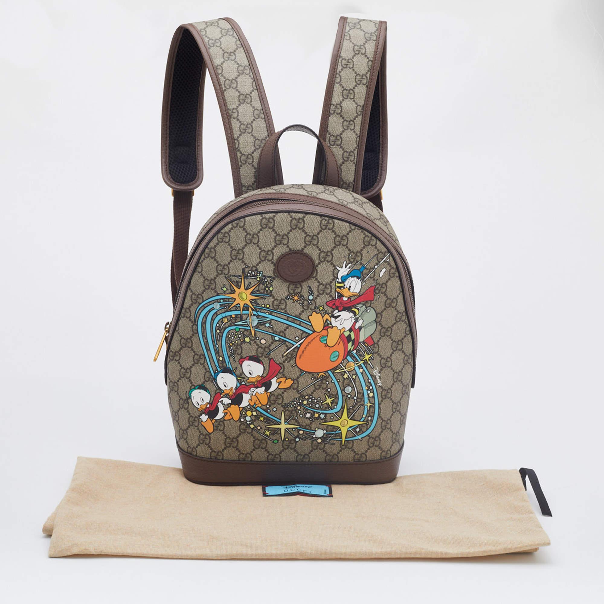 Gucci x Disney Beige GG Supreme Canvas and Leather Donald Duck Backpack 6