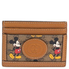 Gucci x Disney Beige/Tan GG Supreme Canvas and Leather Mickey Card Holder