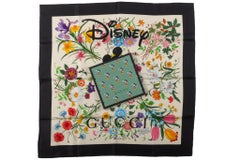 Gucci X Disney Black Flora Silk Scarf